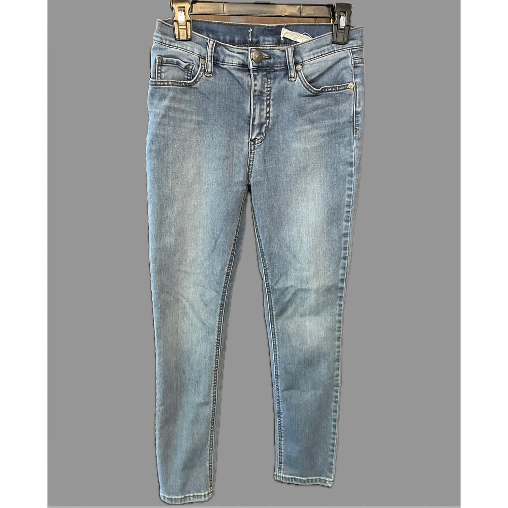 FREE PEOPLE JEANS High Rise Skinny Ankle MEDIUM DISTRESSED WASH Stretch SZ 27